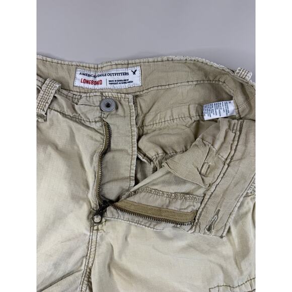 American Eagle Y2K Men's Longboard Cargo Shorts 30 Tan Ripstop Retro Surf Skate - Picture 10 of 16
